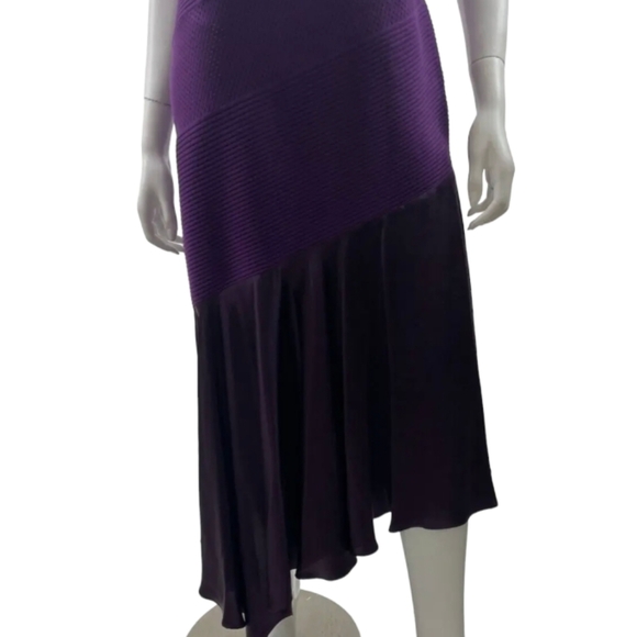 Prabal Gurung Runway Purple Knit & Silk Asymmetrical Dress, L , EUC - Picture 6 of 8